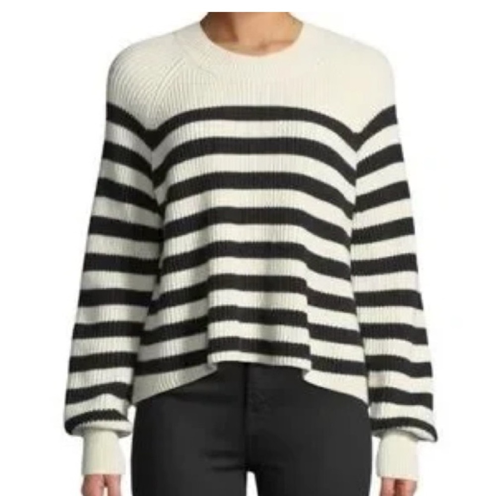 Veronica Beard Pullover Striped Black and White Sweater